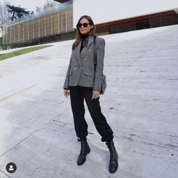 ZARA Double Breasted Houndstooth Blazer - Picture 6 of 12